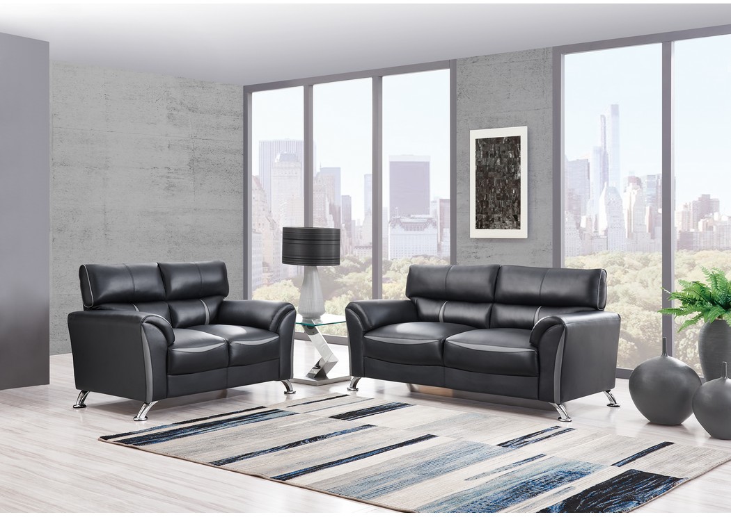Black Dark Grey Sofa Loveseat Just Furniture